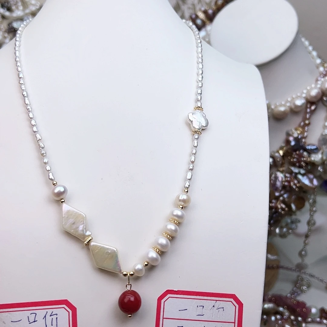 淡水珍珠颈饰银S925镶嵌