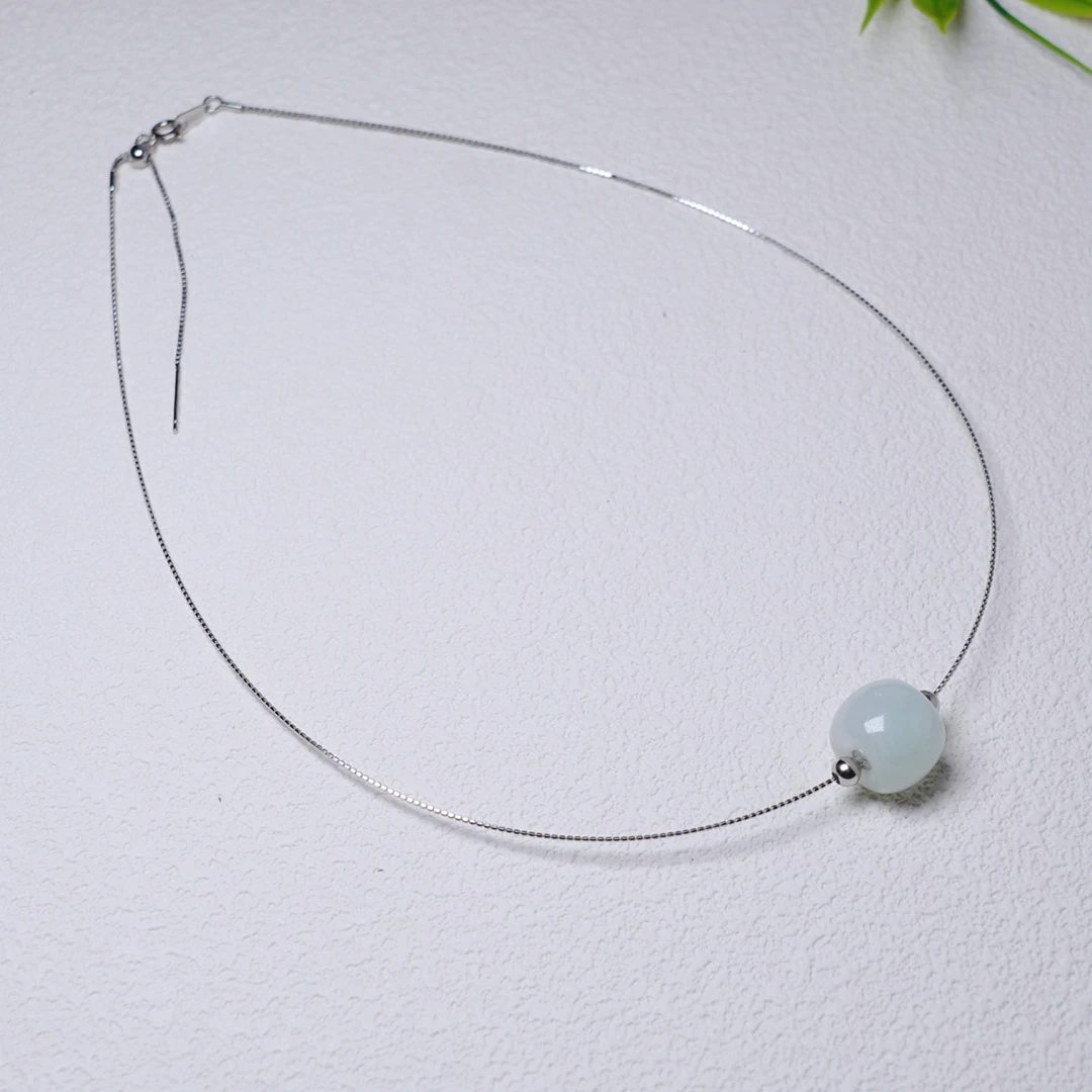 天然路路通吊坠银项链