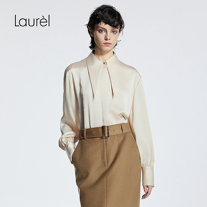 【丽公主专享】Laurel夏新款通勤翻领衬衫女L355C00200