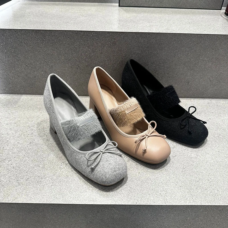 CATTING&KATHY女鞋25秋新款60580321蝴蝶结粗跟玛丽珍鞋高跟单鞋