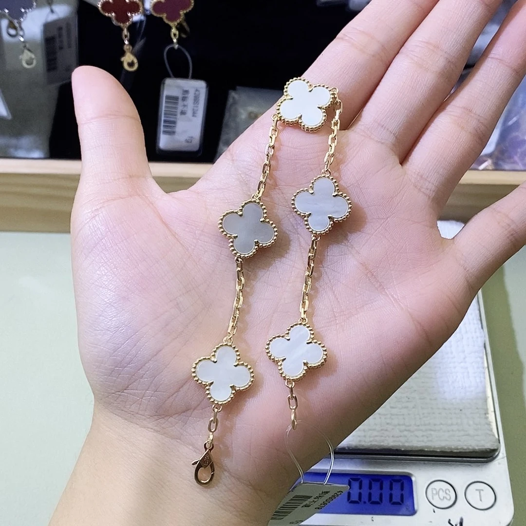 手链贝壳（贝母）18K金镶嵌浅金色