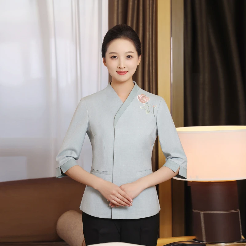 利佳昂2025年夏季薄款高端酒店宾馆客房服务员工作服保洁阿姨套装