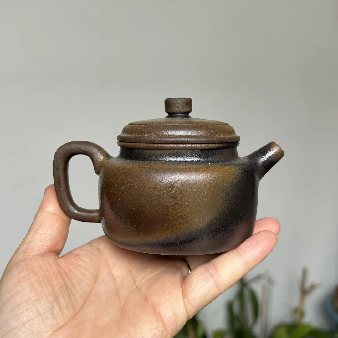 德钟+柴烧｜原矿黄龙山老紫泥200ml纯正柴烧紫砂壶体系汉瓦壶茶具