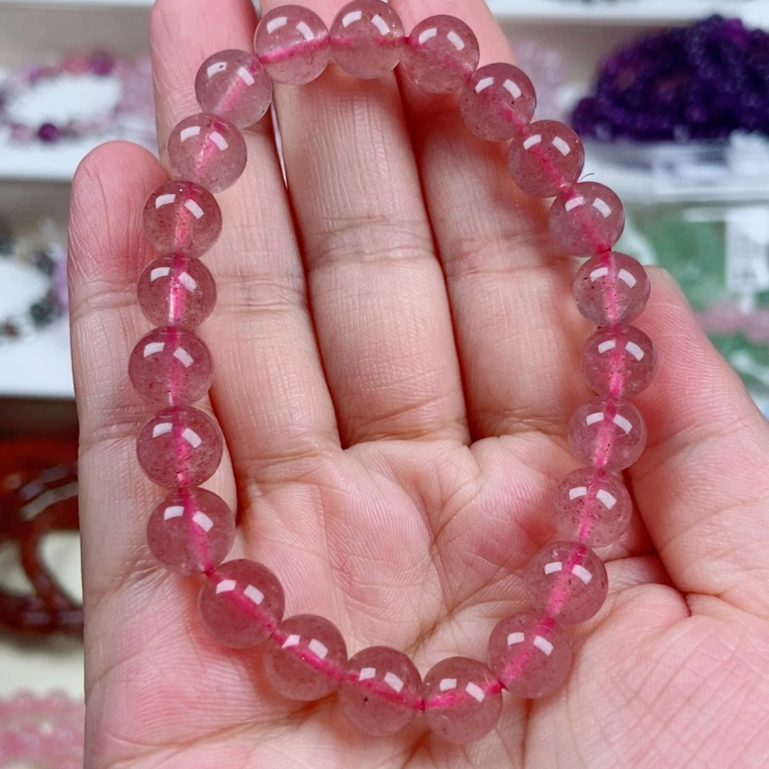 水晶手链未镶嵌天然草莓晶手链手串