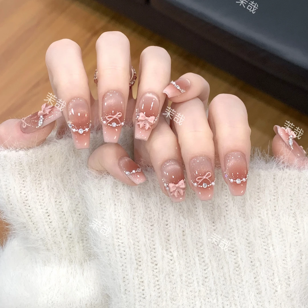 茉哉一珞【甜心日记】纯手工定制美甲拆卸穿戴甲A3693