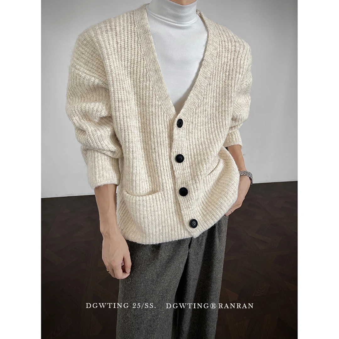 DGWTING开衫毛衣男士潮流韩版帅气针织衫外套秋冬季宽松休闲线衣