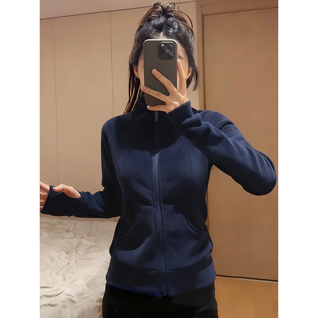 摇粒绒外套女秋冬季冲锋衣内胆抓绒卫衣校服神器内搭加绒修身上衣