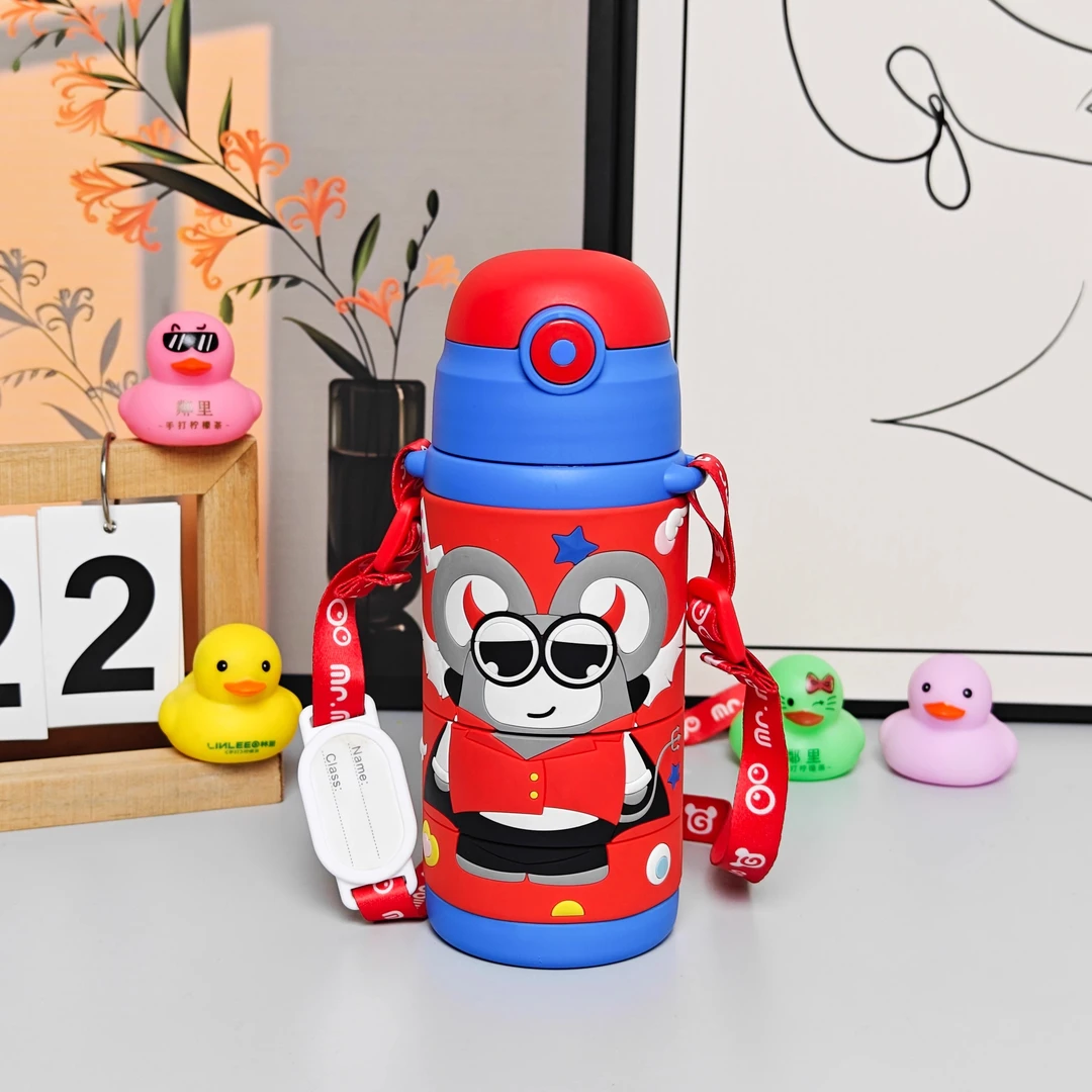 【晶晶乱炸拼手速】转转精灵保温杯316不锈钢两用卡通儿童水杯