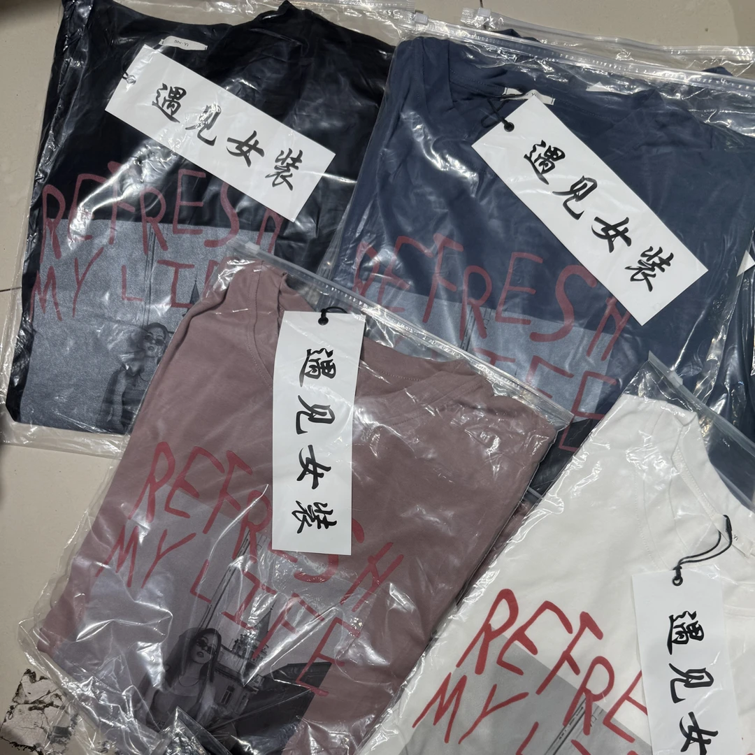 遇见定制欧货大码休闲五色欧美头像半袖