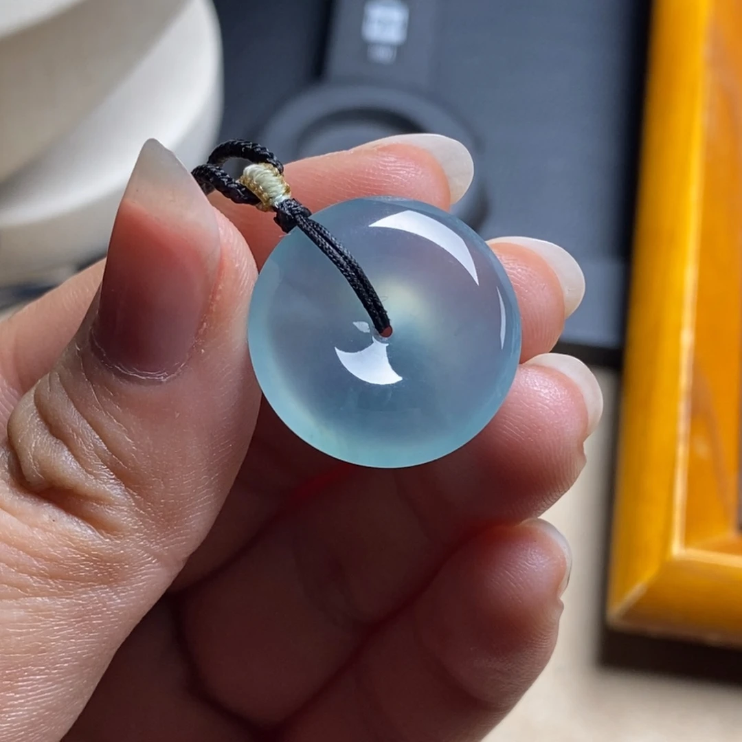 翡翠未镶嵌颈饰高冰星空蓝起胶纯色细腻平安扣21.8-5.2