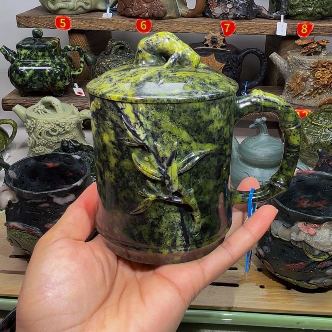 藏玉药王石办公杯有纹350cc