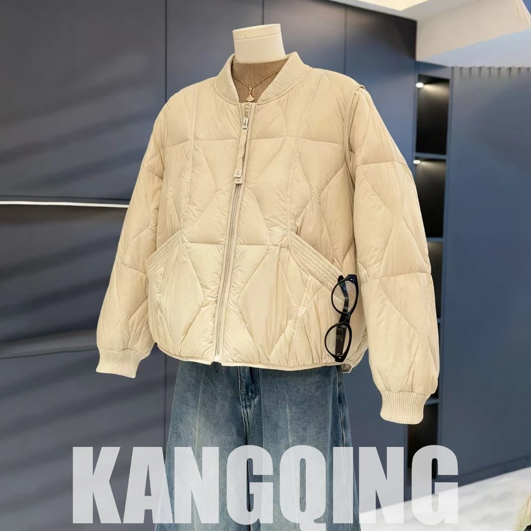 时尚休闲妈妈装羽绒服外套女冬装新款上衣气质百搭中老年鸭绒棉袄