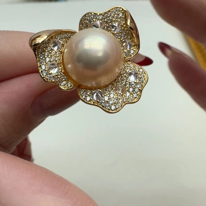 拼合珍珠（马贝珠）戒圈银S925镶嵌