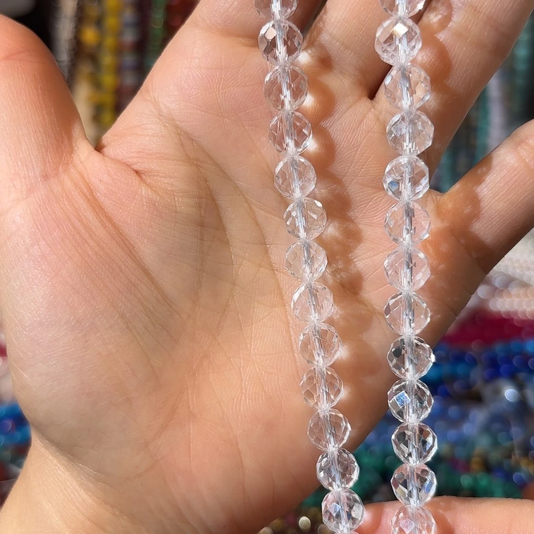 玛瑙/玉髓未镶嵌珠宝半成品白水万切块卡8一条