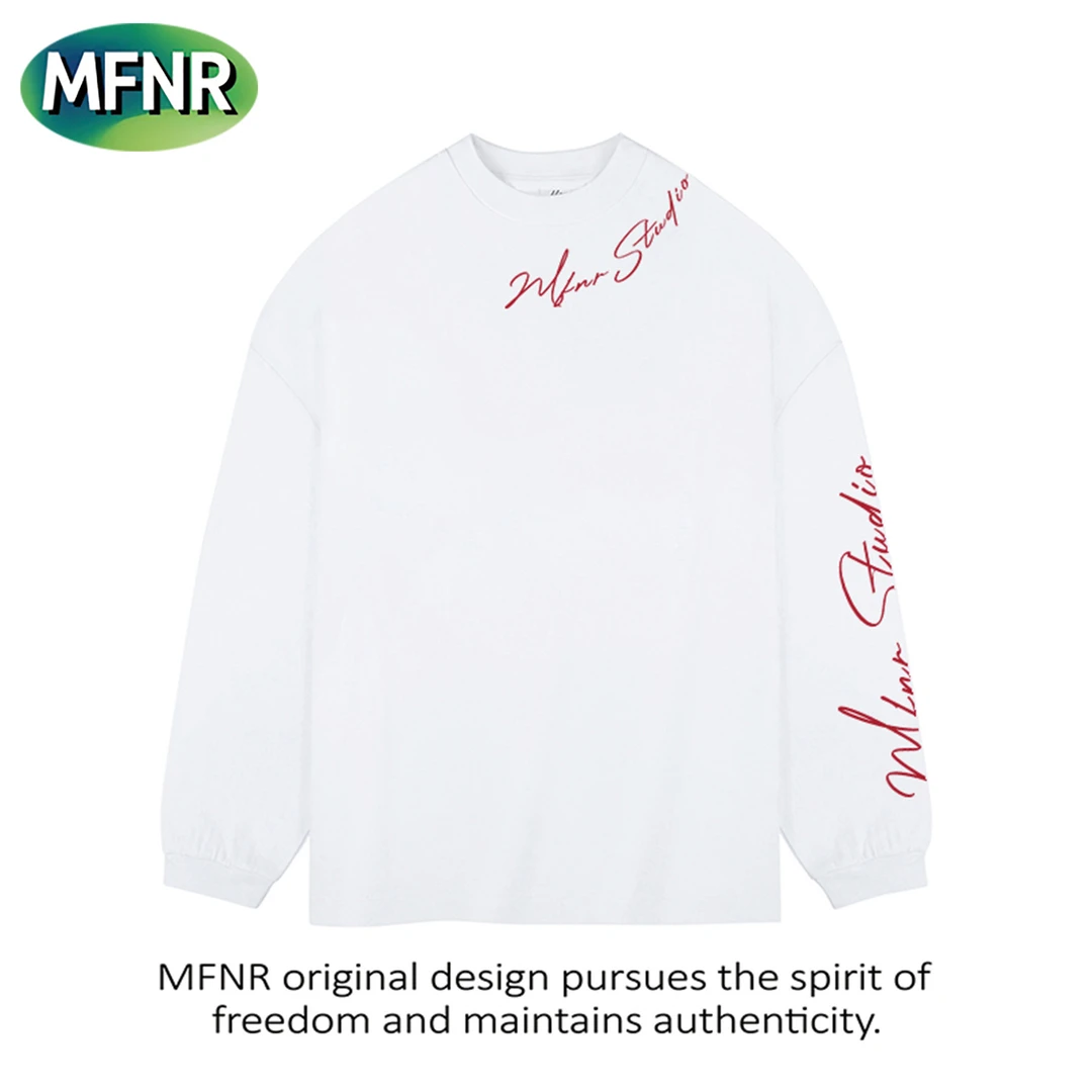 秋季新款百搭小众简约字母印花长袖男女街头情侣重磅纯棉T恤上衣