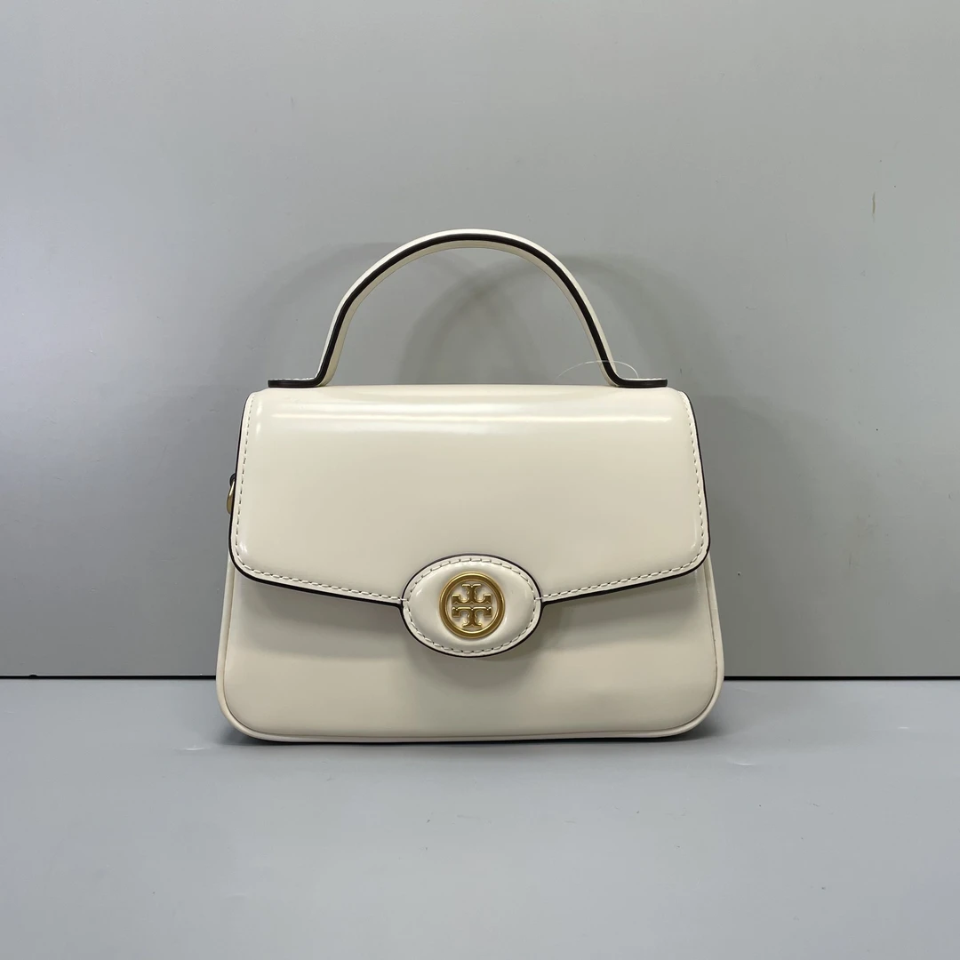 95新 TORY BURCH/汤丽柏琦 白色豆腐手提包18*13*6cmE042608