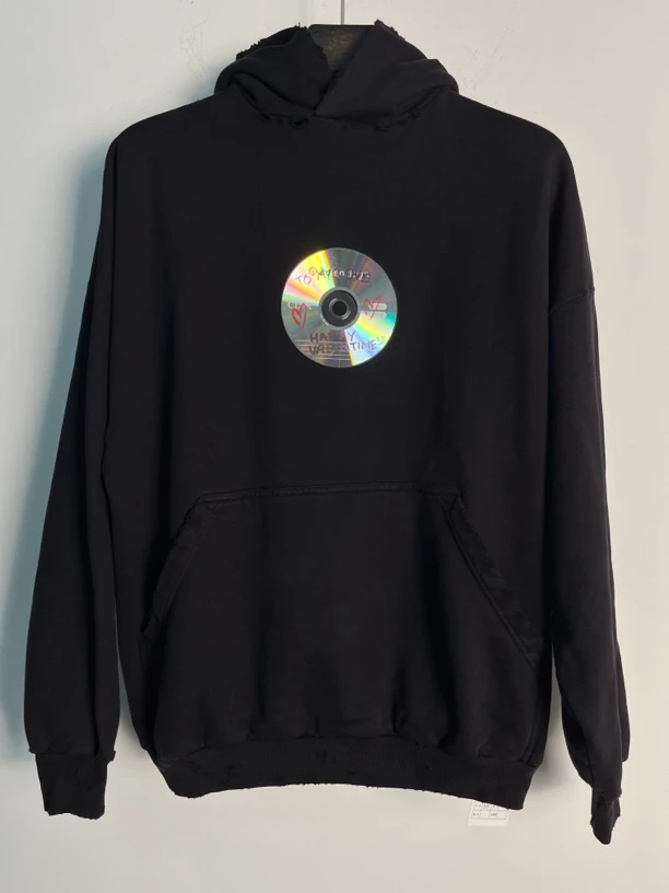 未使用 Balenciaga/巴黎世家 无领标/1*1/光碟帽衫/07233/JP