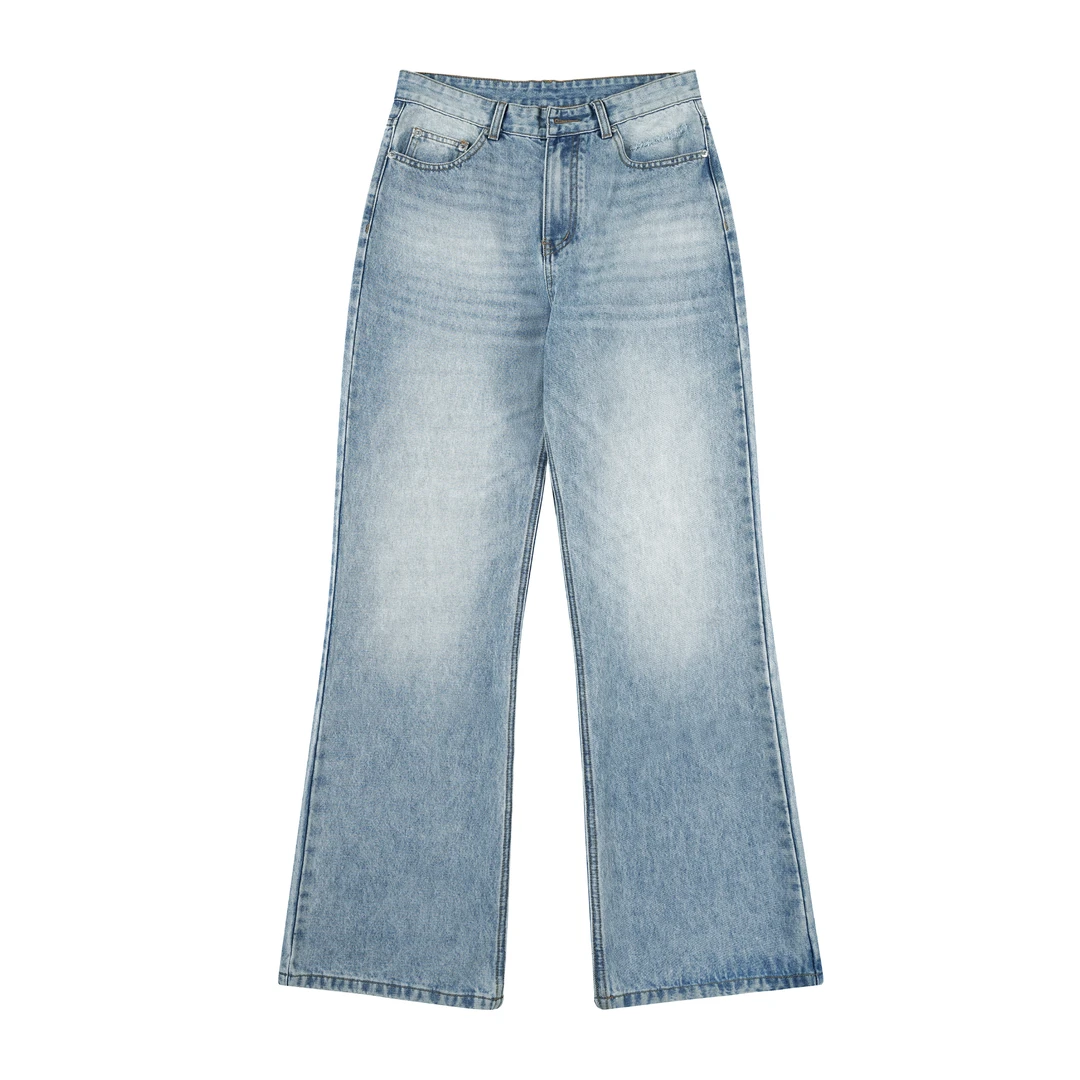 春夏美式浅蓝水洗517微喇牛仔裤男款宽松直筒潮牌百搭情侣长裤子