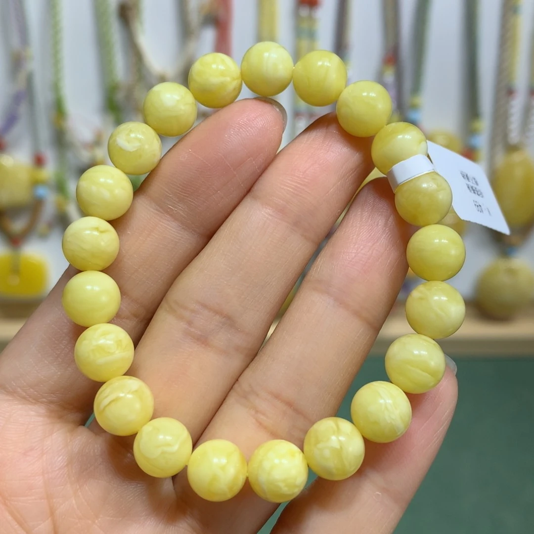 蜜蜡手链未镶嵌8.7mm尺寸