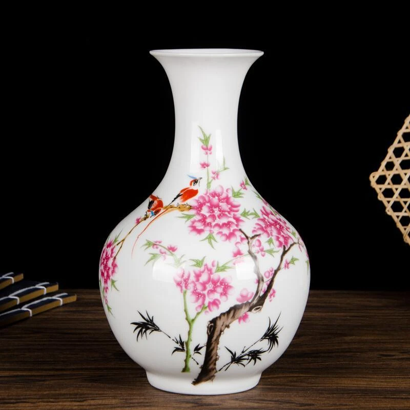 景德镇陶瓷创意小花瓶插花器现代简约客厅家居工艺品中式博古架摆