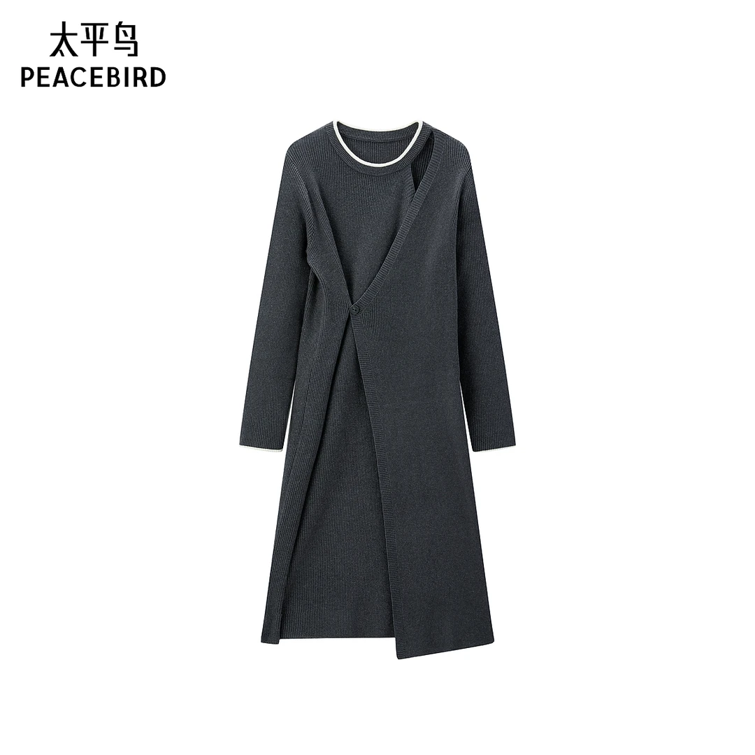 【陈嘉尔专属】太平鸟女装圆领可调节收腰连衣裙A1FAE4433