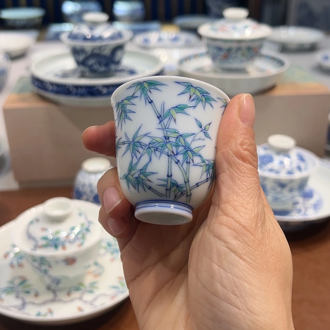 杯子和*祥斗彩竹子闻香杯60毫升