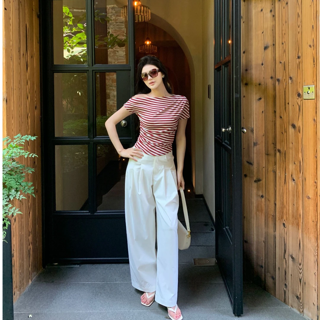 现货 JINY 静一｜【简白逸裤】极简高腰阔腿休闲裤女垂坠感夏季老钱