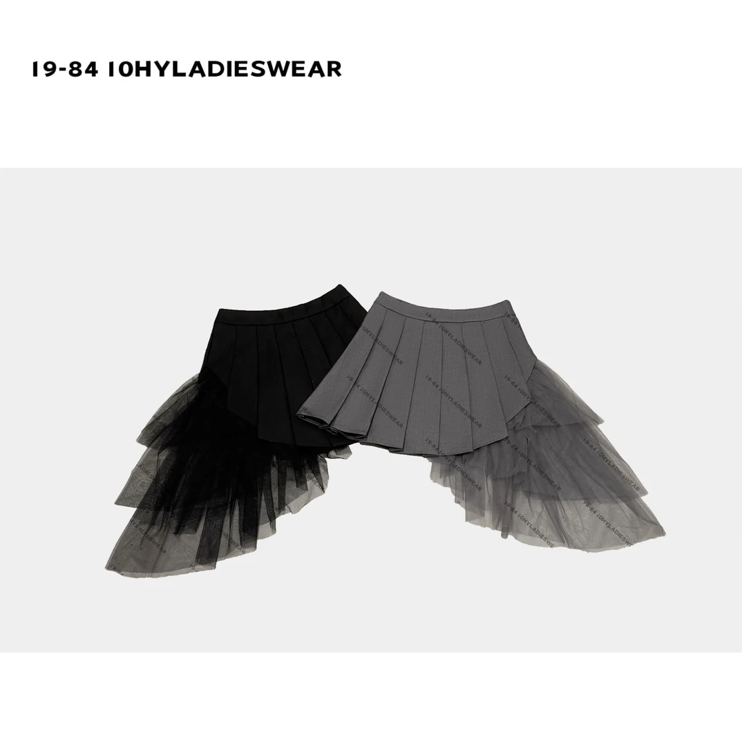 HYLADIESWEAR  『网纱半裙』设计师款高腰拼接网纱不规则半身裙
