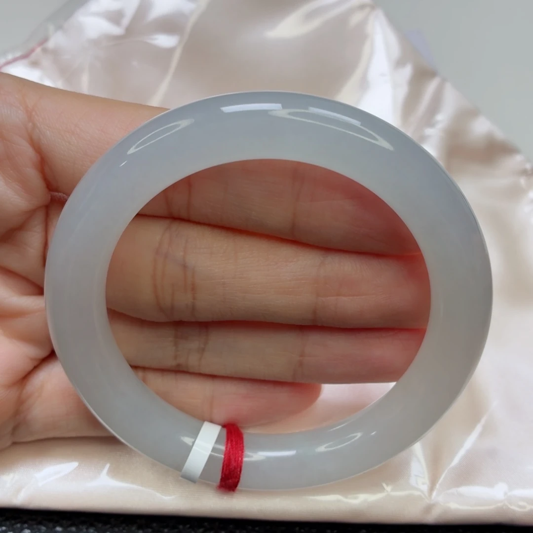 翡翠未镶嵌手镯老坑53圈冰胶透亮白月光015贯穿瑕疵漏