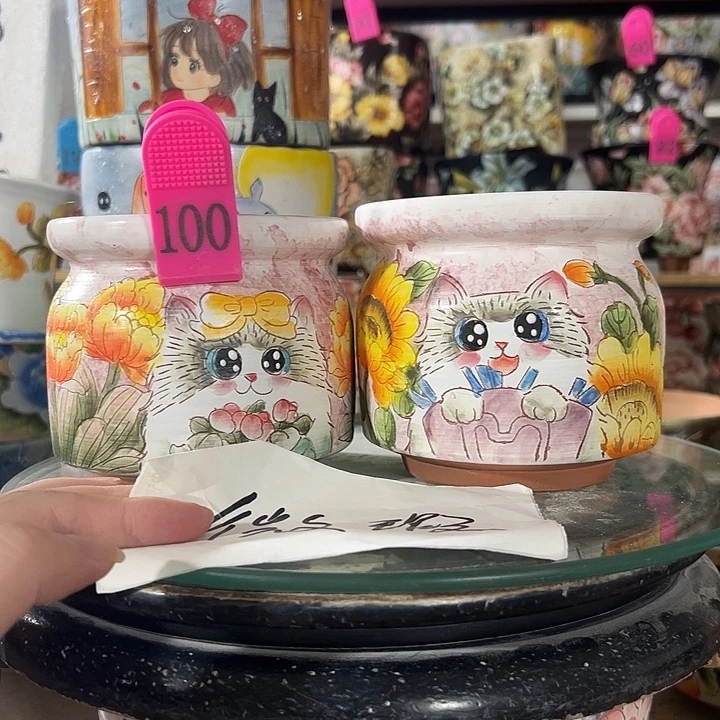 满38包邮 景德镇手绘花盆