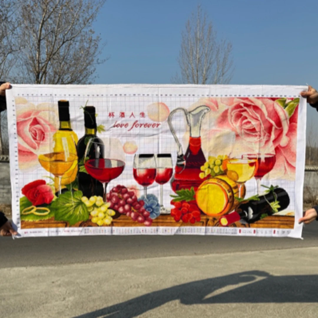纯手工十字绣成品杯酒人生浪漫新款客厅餐厅现代简约装饰画绣好