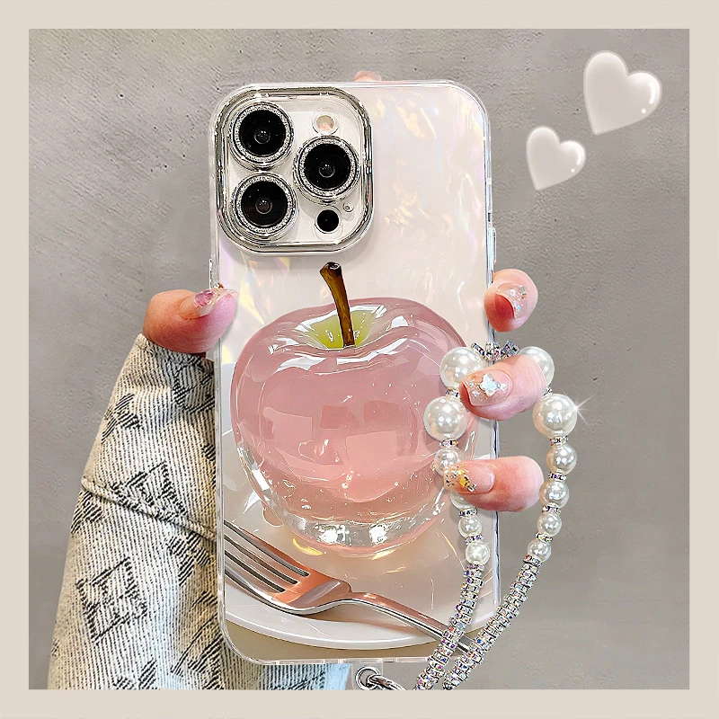 兰知春序水晶苹果手链适用iphone16高级感13苹果15promax新女款14