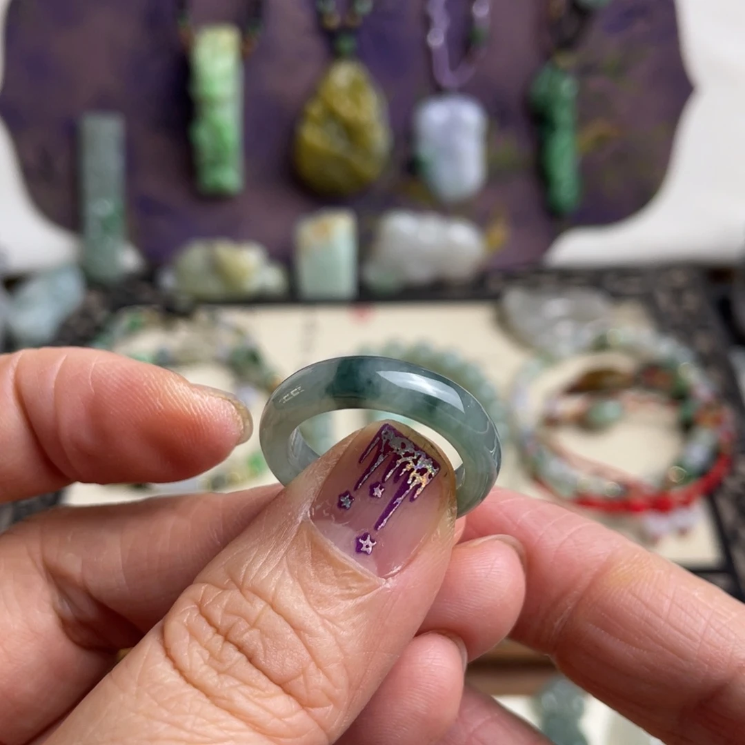 翡翠未镶嵌戒指飘花戒圈