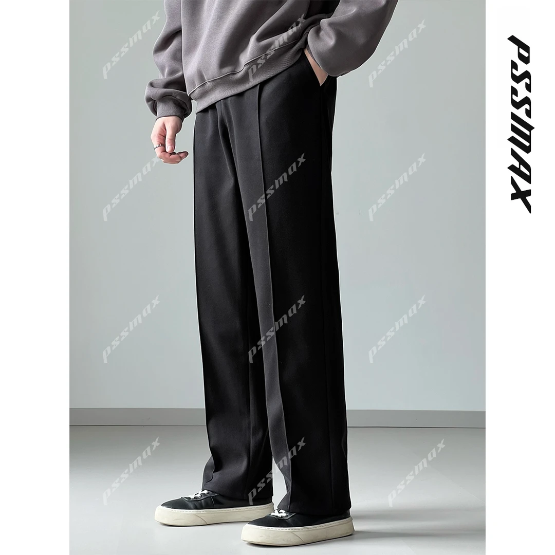 【现货】胖俗俗PSSMAX【垂感刻线西裤】2025秋冬加厚宽松毛呢休闲裤男