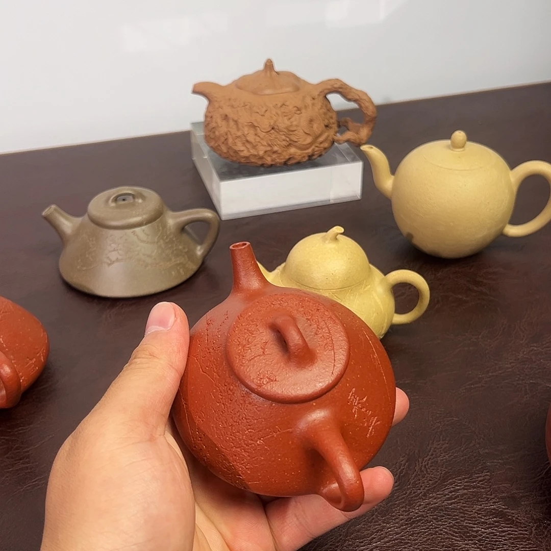 南***发茶杯紫砂红降破 子冶石瓢140cc梅花