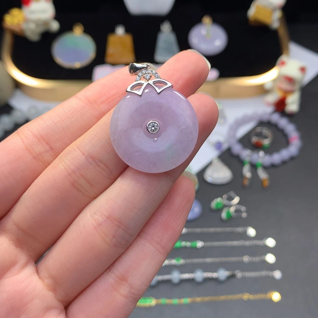 翡翠18K金镶嵌挂件48小时鉴赏期 退货不扣服务费