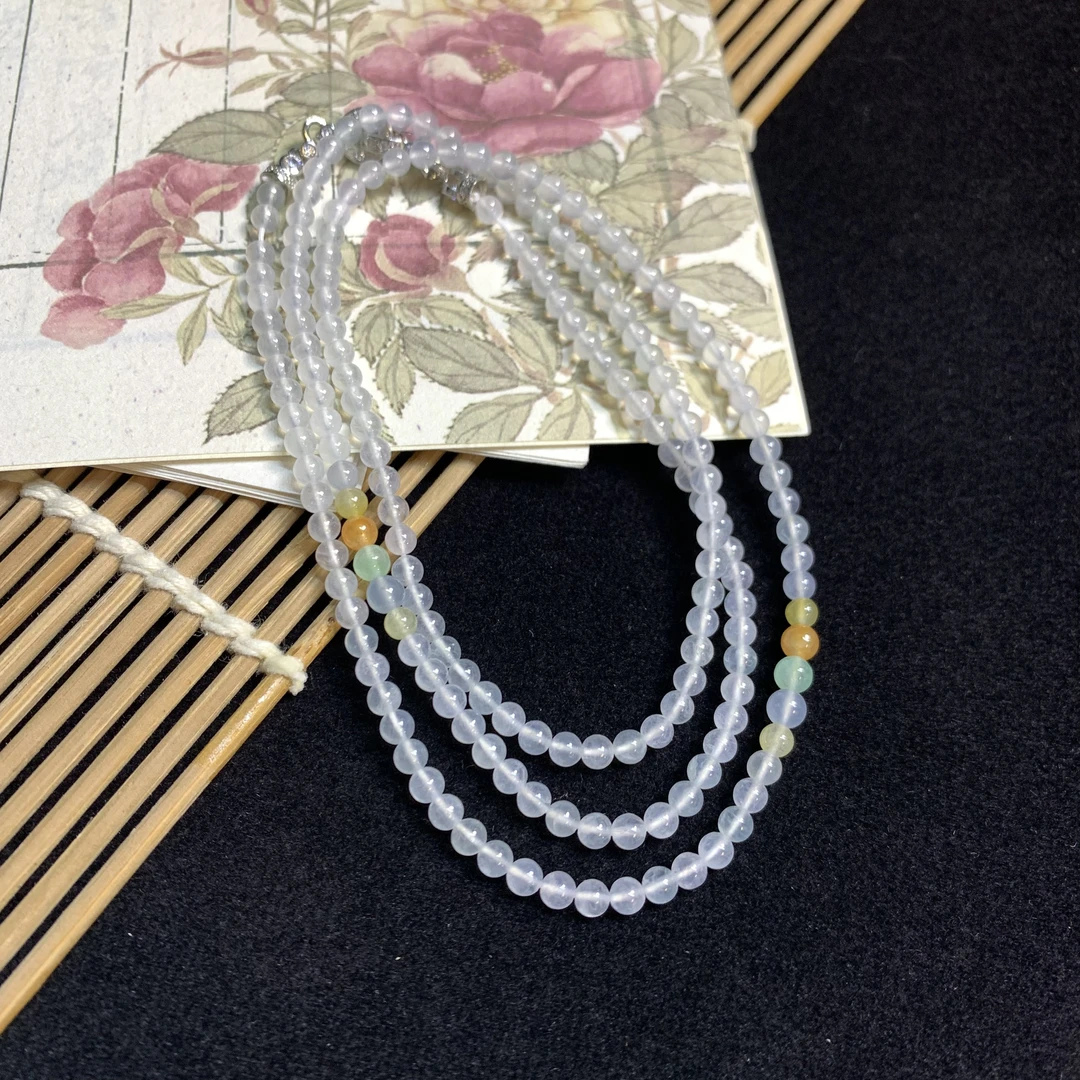 【琪宝臻选】冰种白月光小米项链 卡3.3mm 天然缅甸翡翠A货 95折