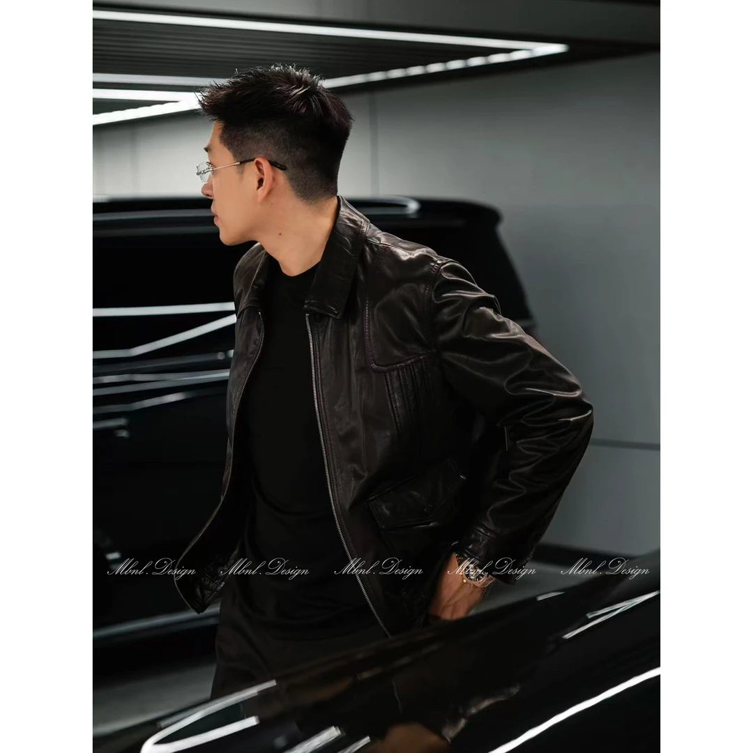 MBNL-F「C.L.小贝icon」秦磊男装100牛油蜡皮夹克LL-WWT0091