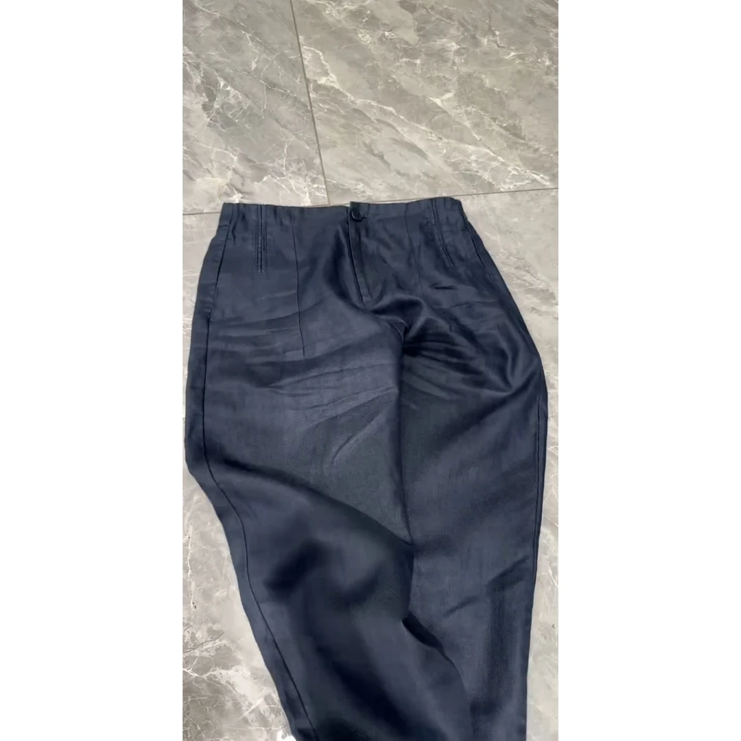 2025夏季新款高腰显瘦百搭休闲棉麻西装九分裤