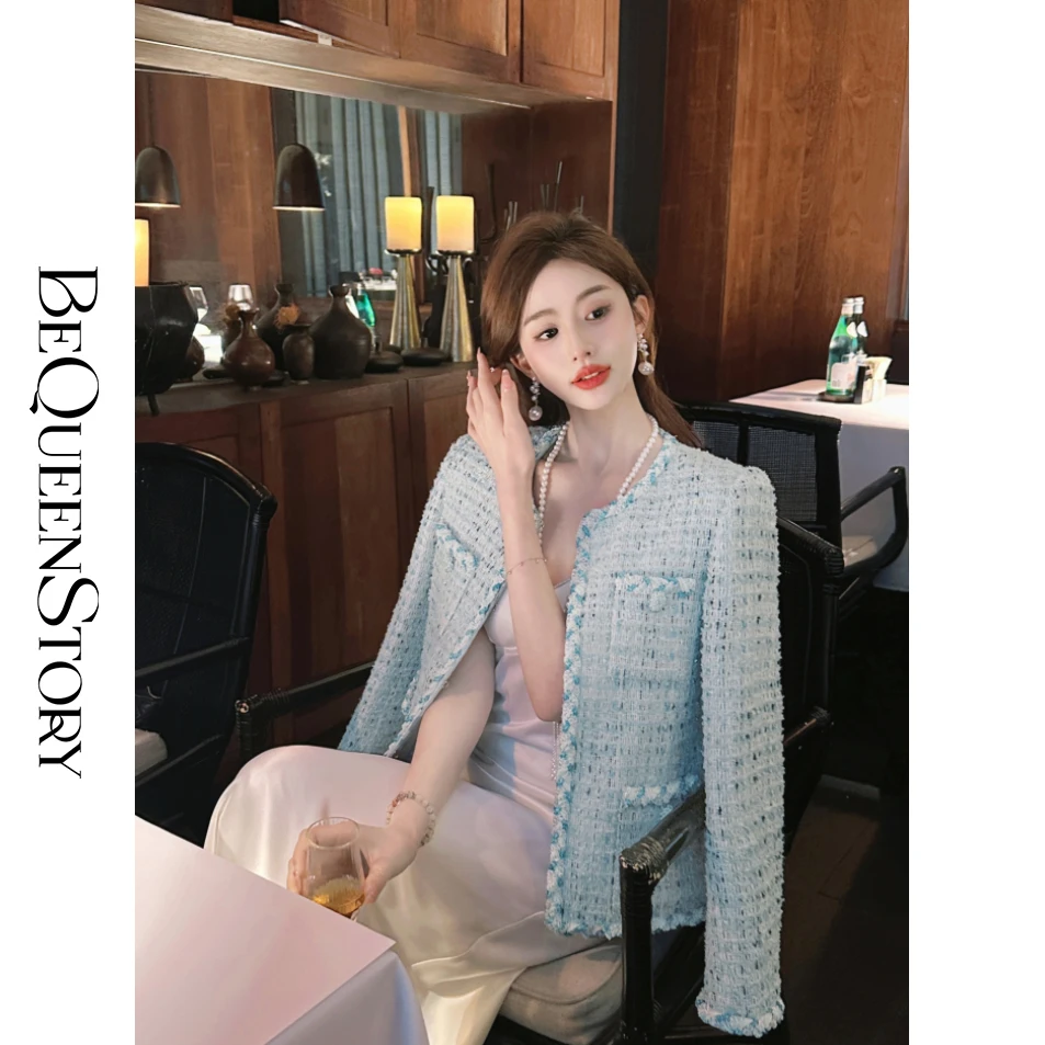 余潇潇【清河白兰地】编织提花内里圆领小香风上衣外套2025