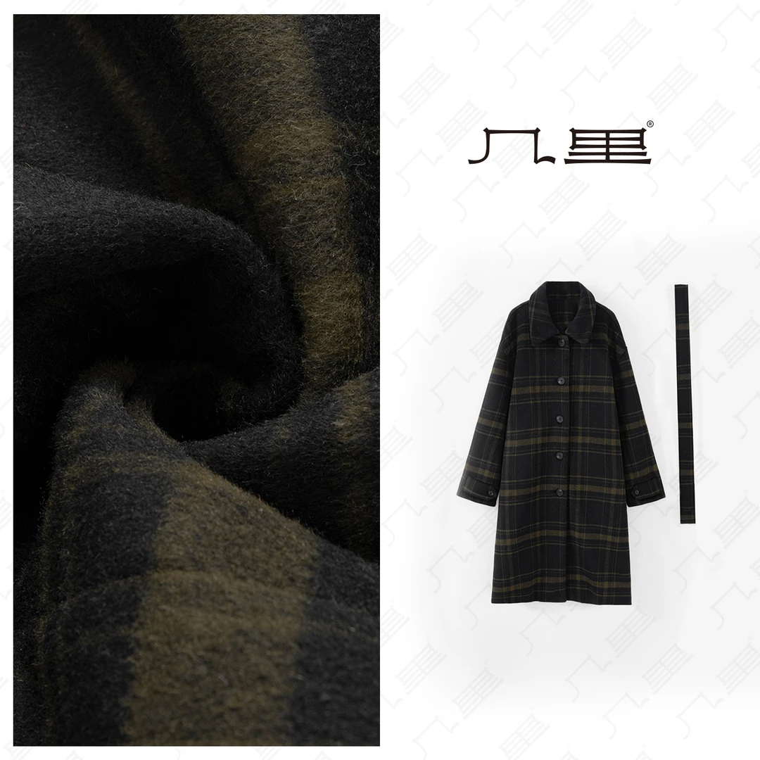 几里与麻【港岛暮色】百搭气质格纹大衣 衣长110 胸围124 1121247