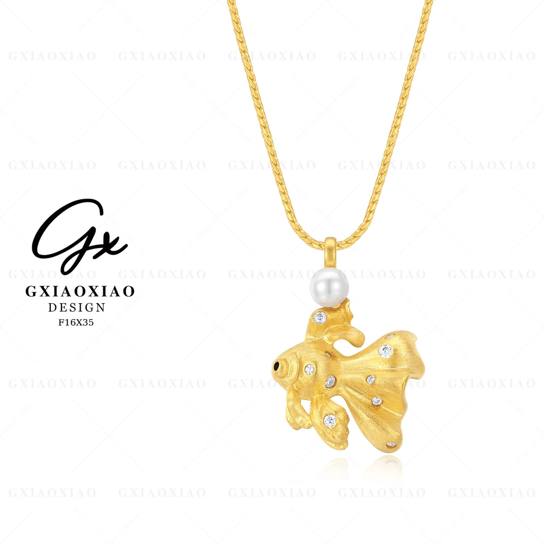 铜合金项链 GXX 镀K金 【年年有鱼】轻奢气质高级新中式项链 F16X35