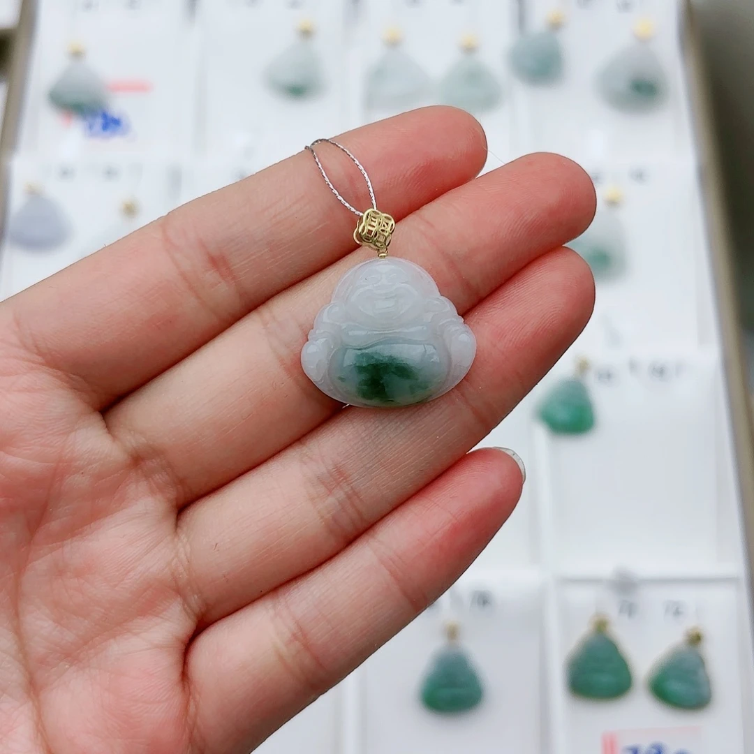 翡翠颈饰18K金镶嵌猫**屿佛公