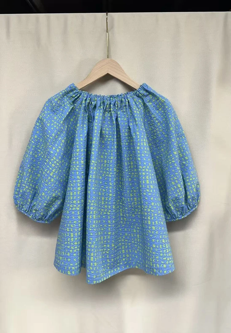 4165/儿童春夏小衫/蓝花/微瑕