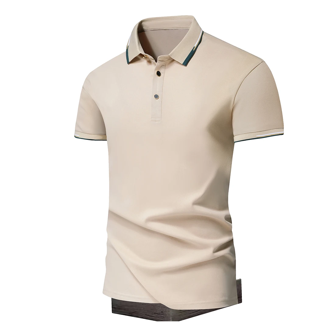 夏季男士短袖翻领t恤简约纯色潮牌半袖Polo衫轻奢商务男装上衣服