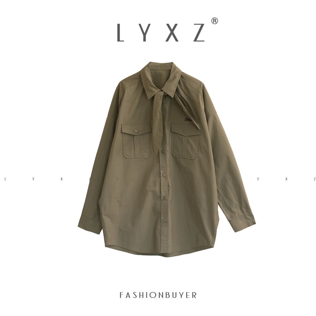LYXZ x 【质感新色】新款宽松女装领带搭衬衫式中长款外套79756