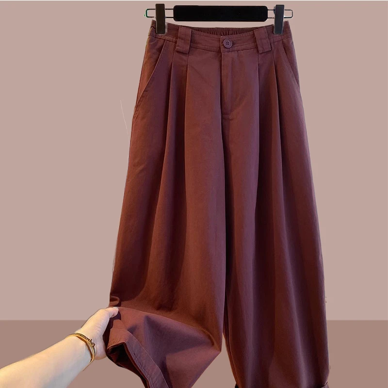 大码200斤胖mm高级感阔腿裤子女款夏秋高腰休闲宽松九分哈伦裤子