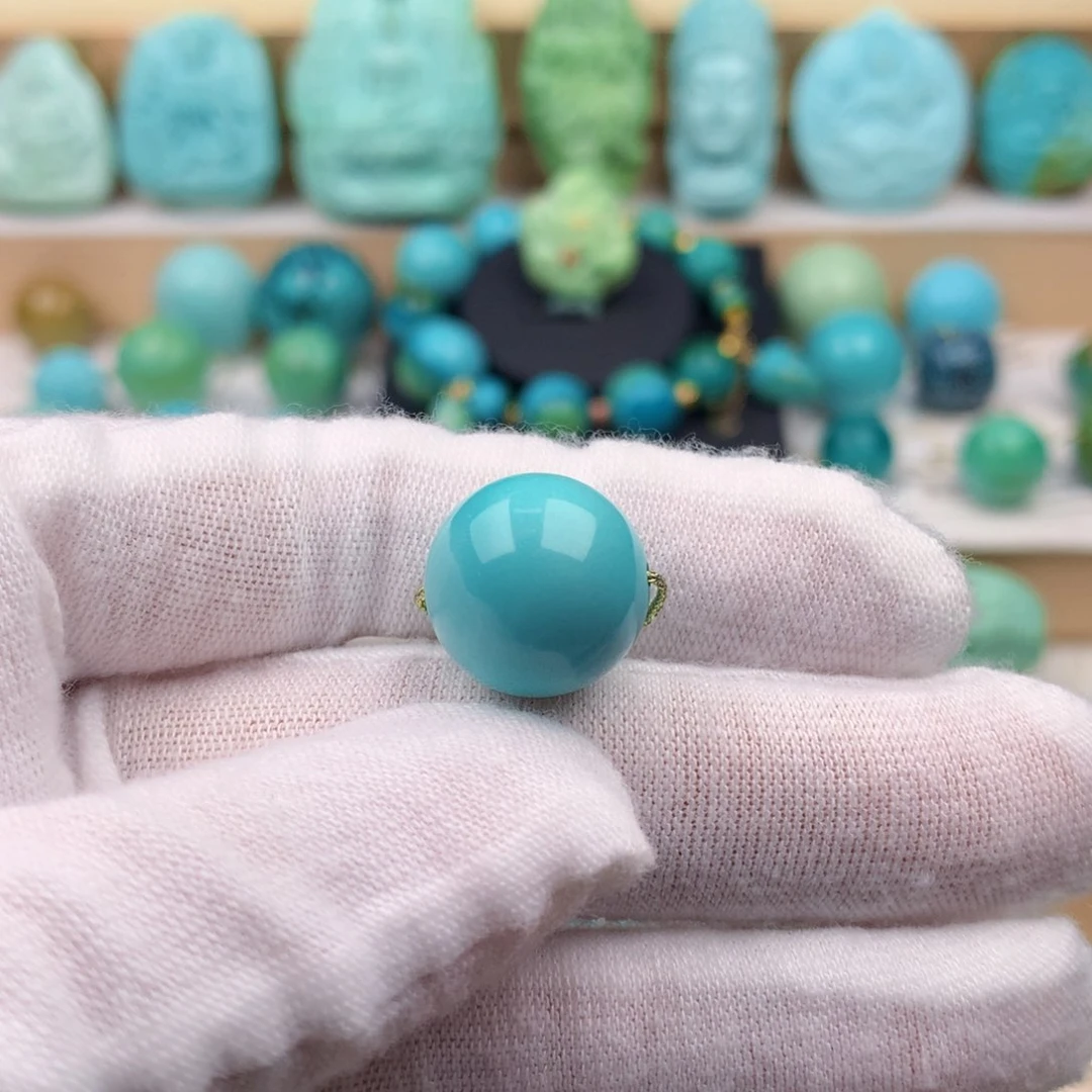 未镶嵌绿松石珠宝奇石14.6mm