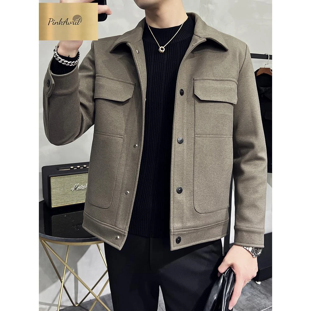 PinkAvril高端外衣男士冬季棉加厚男装2025新款帅气短夹克上衣