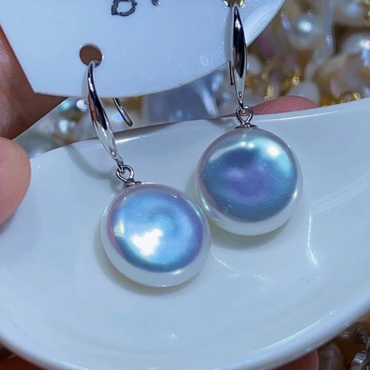 银S925镶嵌耳饰淡水珍珠